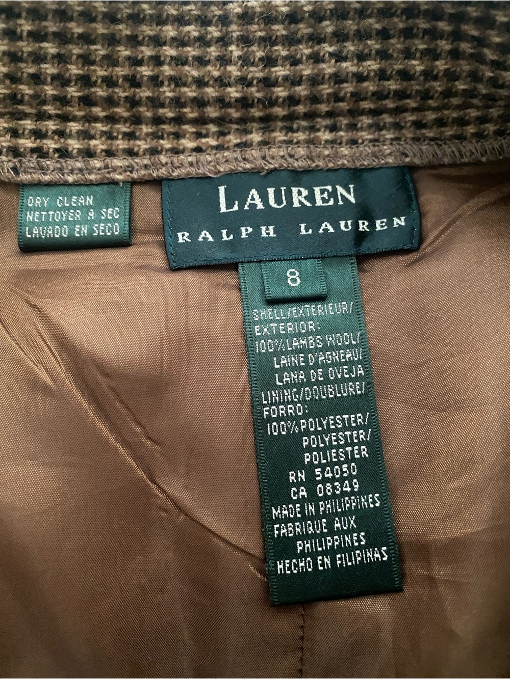 Ralph Lauren Brown Houndstooth Midi Pencil Skirt - Picture 3 of 3